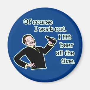 Funny Beer Work Out Spaß Retro Version 2 Magnet