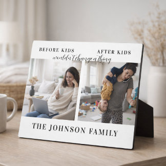 Funny Before & After Kids Mother's Day 2 Photo Fotoplatte