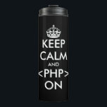 Funny behalte Ruhe und Code auf Thermalkulbler Thermosbecher<br><div class="desc">Die Sonne behalte Ruhe und Code auf der thermischen Reisetrommel Tasse. Behalte warme oder coole Getränke. Machen Sie Ihren eigenen lustigen behalt Ruhe und Parodie. Moderne Typografie-Vorlage mit Krone. Individuelle Getränkeartikel für Zuhause, Büro, Wandern, Sport etc. Coole Weihnachts- oder Geburtstagsgeschenk-Idee für Mitarbeiter, Mitarbeiter, Freunde, Familie, Chef, Kollegen usw. Schwarz und...</div>