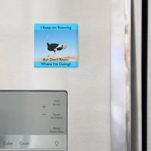 Funny Behielt auf Running Ostrich Foto Magnet