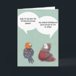 Funny Belated Birthday Card Niedliche Singvögel Al Karte<br><div class="desc">Eine niedliche verspätete Geburtstagskarte mit zwei Vögeln,  von denen einer ein verspätetes Geburtstagslied singt. Eine schöne,  personalisierte Geburtstagskarte für einen Freund,  einen Kollegen,  einen Verwandten oder jeden,  der Vögel,  Cartoon,  Illustrationen,  Taschen,  Pistolen,  Spaß und Witze Liebe.</div>