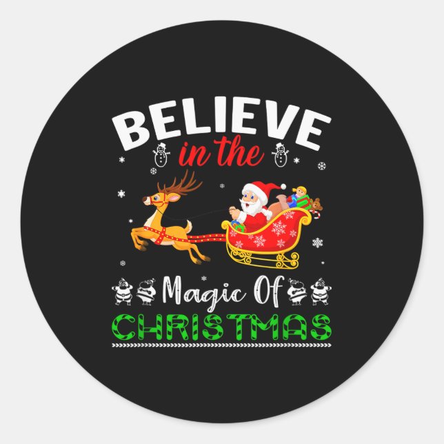 Funny Believe In The Magic Of Christmas  Runder Aufkleber (Vorderseite)