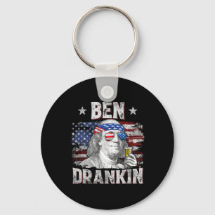 Funny Ben Drankin 4. Juli US-Flagge Männer Drinkin Schlüsselanhänger