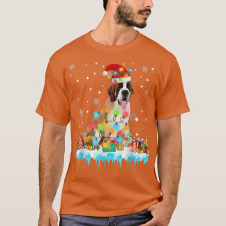 Funny Bernard Dog Tree Weihnachtsbeleuchtung Weihn T-Shirt