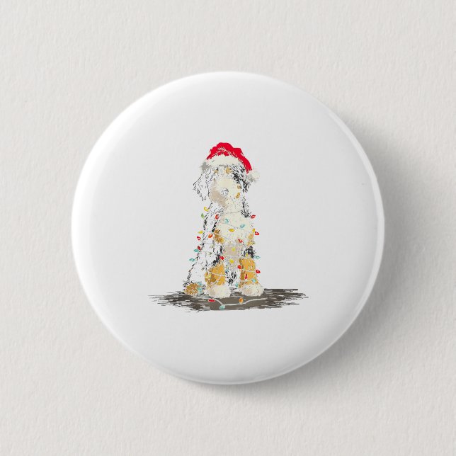 Funny Bernedoodle Christmas Graphics Dog Lights Lo Button (Vorderseite)