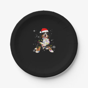Funny Bernese Mountain Dog Lights Christmas Matchi Pappteller