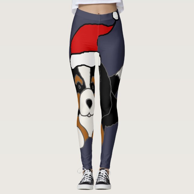Funny Bernese Mountain Dog Welpe Weihnachten Leggings (Vorderseite)