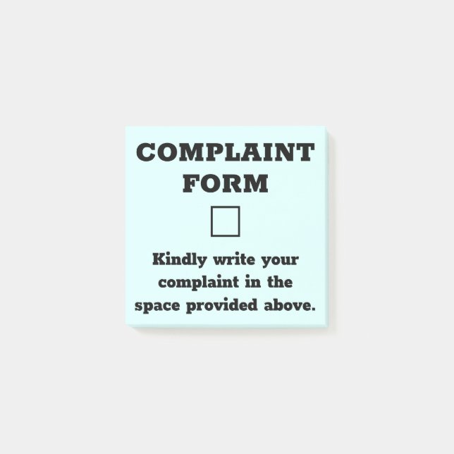 Funny Beschwerdeformular Post-it Klebezettel (Vorderseite)