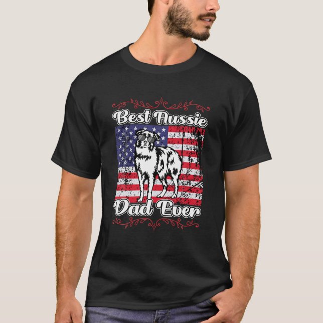 Funny Best Aussie Vater Ever Australian Shepherd D T-Shirt (Vorderseite)