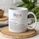 Funny Best Boss Ever Search With Personal Message Kaffeetasse<br><div class="desc">This clever and thoughtful custom mug is the perfect way to show your appreciation for your boss, making it an ideal gift for Boss's Day, Christmas holidays, or as a farewell present. The unique design cleverly mimics a popular internet search engine, with a customizable search bar where you can input...</div>
