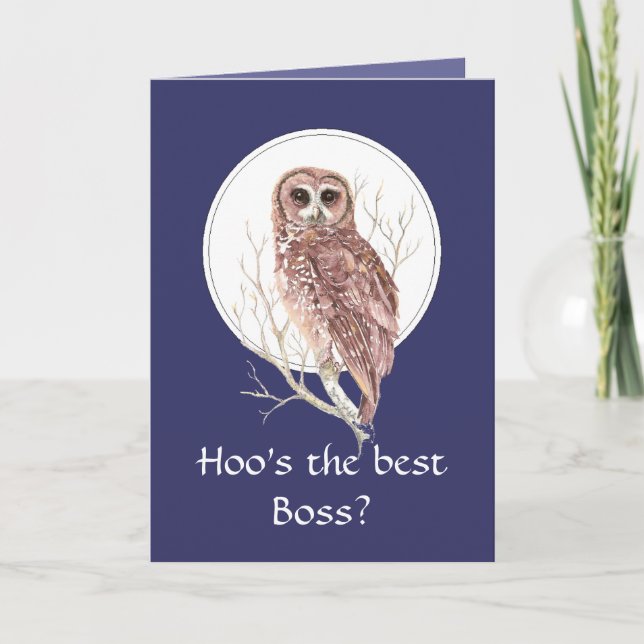 Funny Best Boss? Vielen Dank an Owl Spaß Art Dankeskarte (Vorderseite)