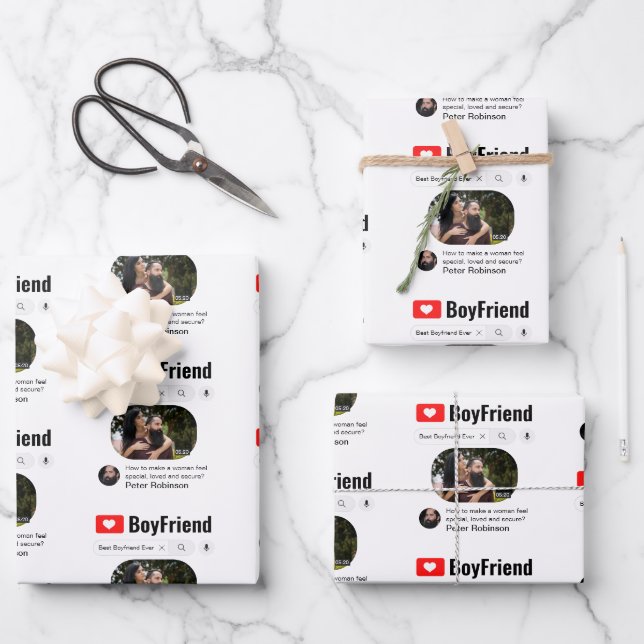 Funny Best Boyfriend Ever Search Resultat Geschenkpapier Set (Vorderseite)