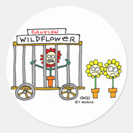 Funny Best Buds Wildblume Cartoon Runder Aufkleber