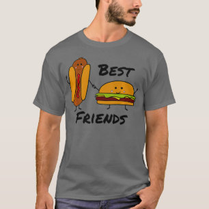 Funny Best Friends Hotdog und Hamburger Premium T-Shirt