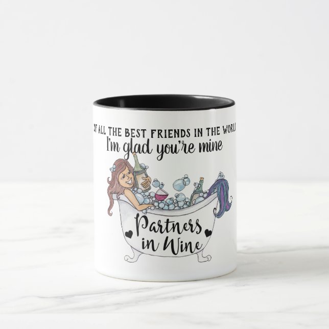 Funny Best Friends Partner im Weinangebot Tasse (Zentrum)