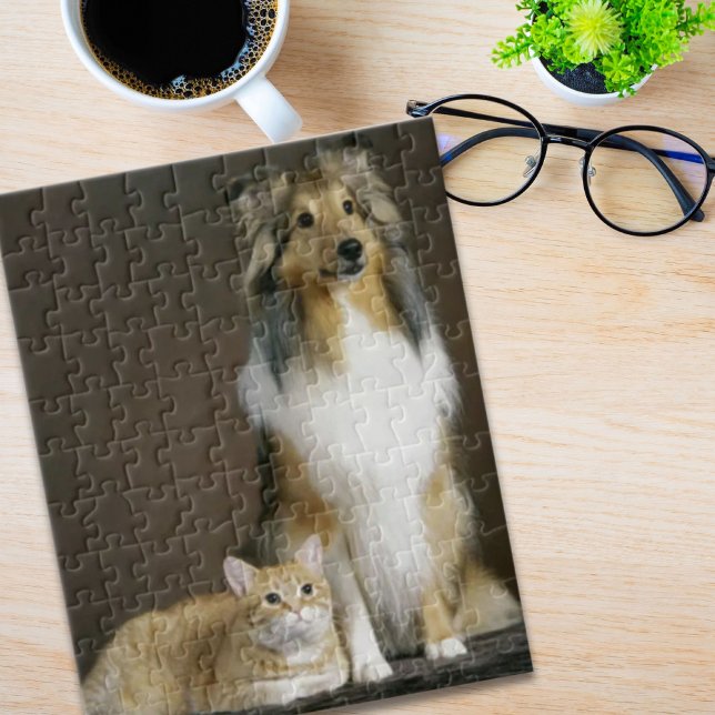 Funny BESTE FREUNDIN Die besten Freunde Kitty Cat  (Funny BFF best friends kitty cat sheltie Jigsaw Puzzle)