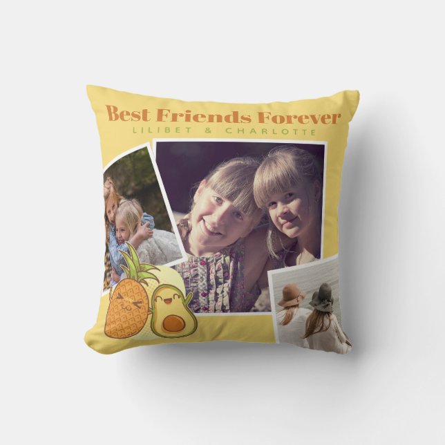 Funny BESTE FREUNDIN FOTO COLLAGE Geschenk Avocado Kissen (Vorderseite)