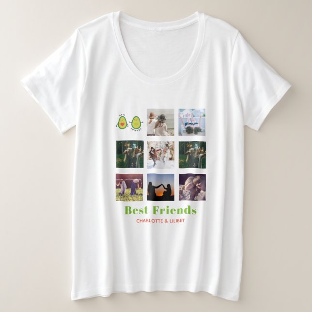 Funny BESTE FREUNDIN FOTO COLLAGE Geschenk Persona Große Größe T-Shirt (Design vorne)