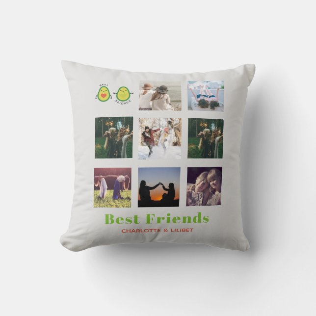 Funny BESTE FREUNDIN FOTO COLLAGE Geschenk Persona Kissen (Vorderseite)