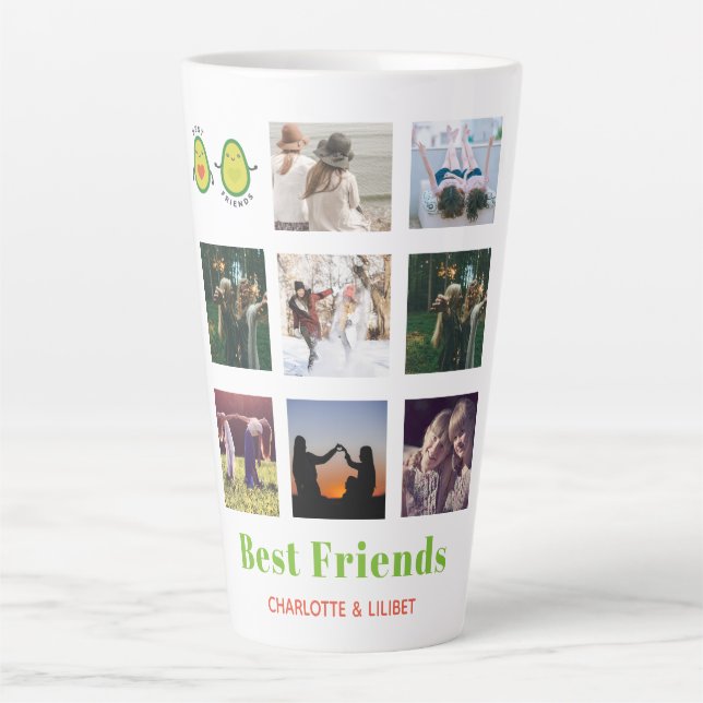 Funny BESTE FREUNDIN FOTO COLLAGE Geschenk Persona Milchtasse (Vorderseite)
