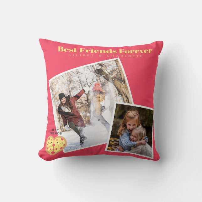 Funny BESTE FREUNDIN FOTO COLLAGE Geschenk Pizza F Kissen (Vorderseite)