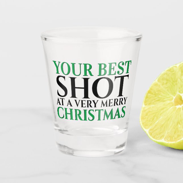 Funny Bester Schuss bei einem fröhlichen Weihnacht Schnapsglas (Vorderseite)