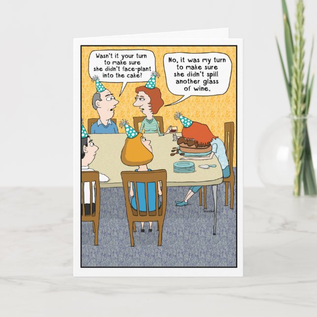 Funny Betrunken Face in Cake Birthday Karte (Vorderseite)