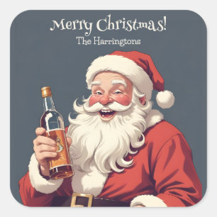 Funny Betrunken Santa Quadratischer Aufkleber