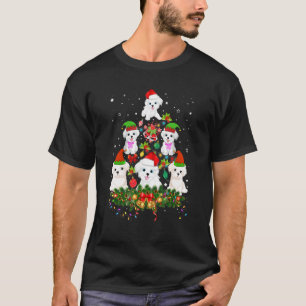Funny Bichon Frise Weihnachtsbaum Farbe Licht T-Shirt