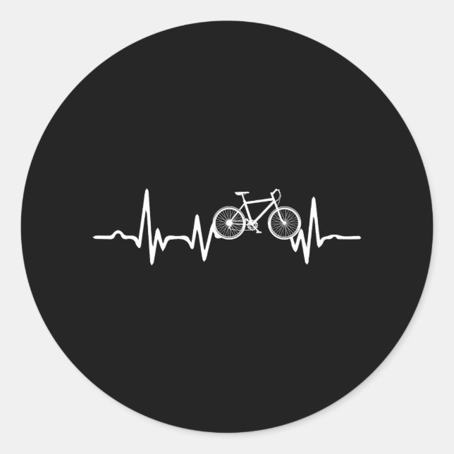 Funny Bicycle Heartbeat Cycling Cyclist Runder Aufkleber (Vorderseite)