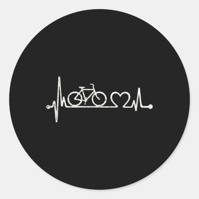 Funny Bicycle Heartbeat Runder Aufkleber (Vorderseite)