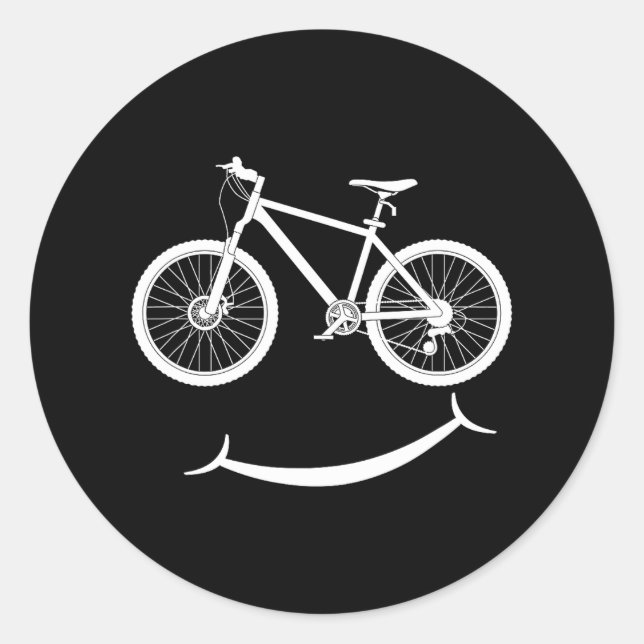 Funny Bicycle Smile Bike Lächeln Gesicht Biker Runder Aufkleber (Vorderseite)