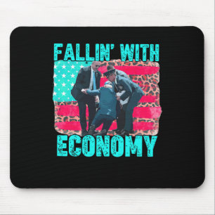Funny Biden fällt mit der Wirtschaft glücklich 4. Mousepad