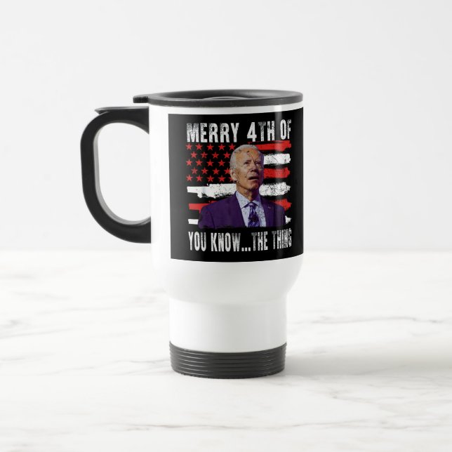 Funny Biden verwirrte fröhliches Glück 4. Reisebecher (Links)