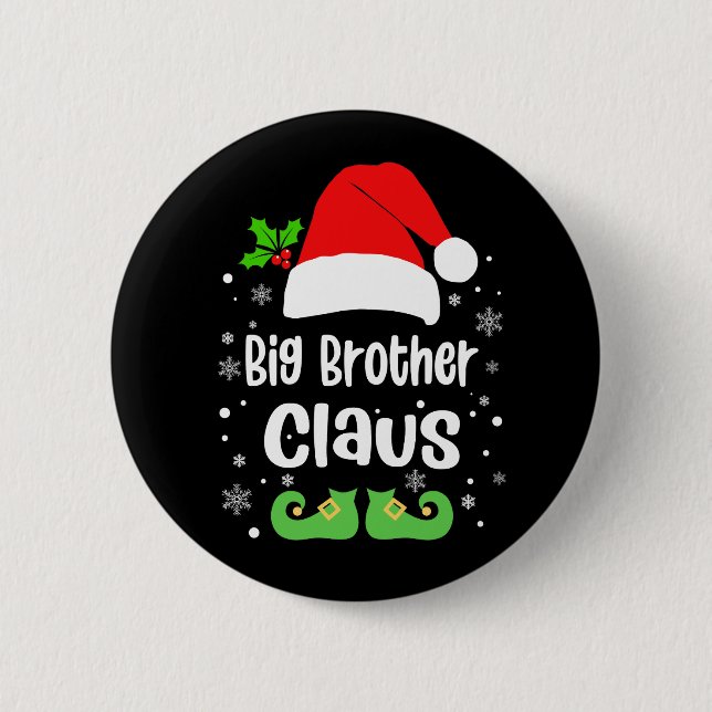 Funny Big Brother Claus Elf Button (Vorderseite)