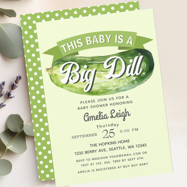 Funny Big Dill Pickle Gender Neutral Baby Dusche Einladung (Von Creator hochgeladen)