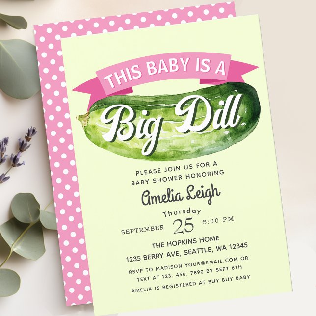 Funny Big Dill Pickle Girl Babydusche Einladung (Von Creator hochgeladen)