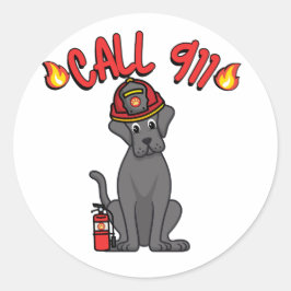Funny Big dog ist ein Feuerwehrmann Runder Aufkleber