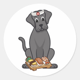 Funny Big Dog ist ein Sushi-Koch Runder Aufkleber