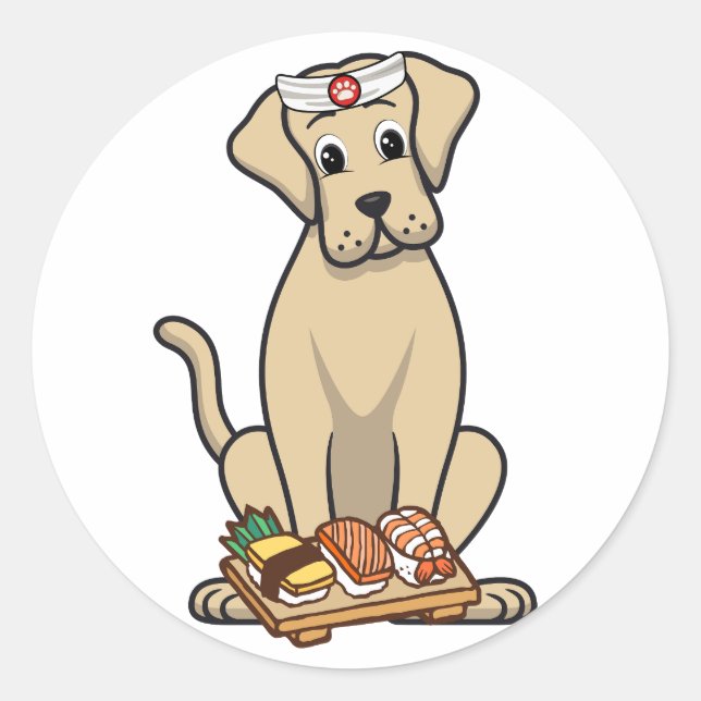 Funny Big dog ist ein Sushi-Koch Runder Aufkleber (Vorderseite)