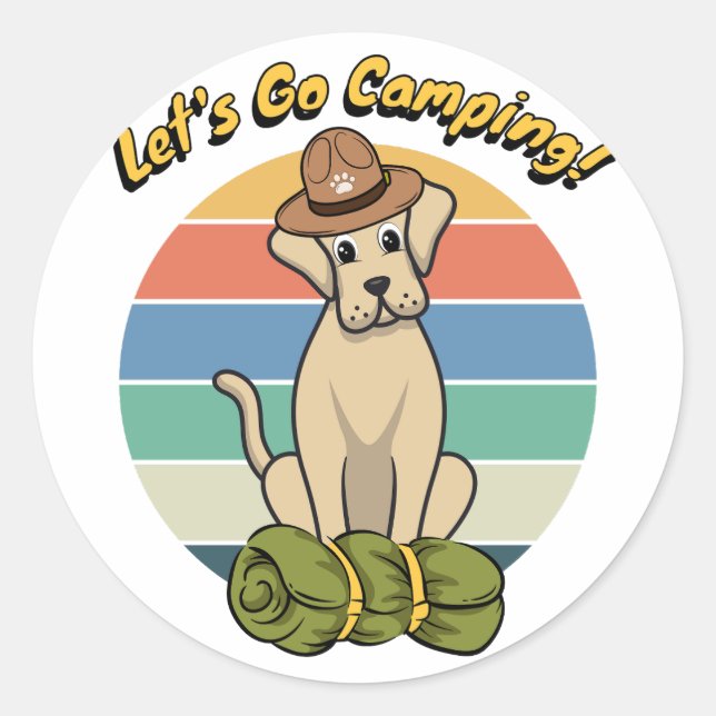Funny Big dog will Camping zu gehen Runder Aufkleber (Vorderseite)