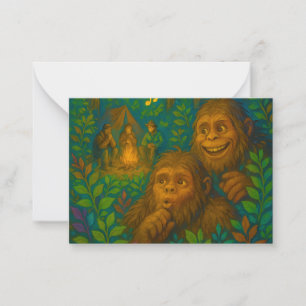 Funny Big Foot Noises in Woods Fantasy Art Mitteilungskarte