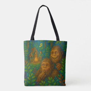 Funny Big Foot Noises in Woods Fantasy Art Tasche