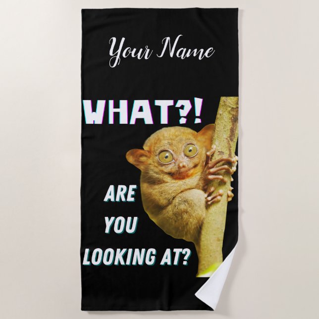 Funny Big Mit Augen Tarsier Was Sie sehen Strandtuch (Vorderseite)