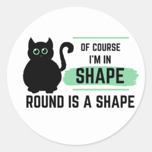 Funny Big Round Cat Black Round Shaped Cat Runder Aufkleber