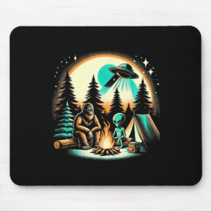 Funny Bigfoot & amp; Alien Ufo Camping Outdoor Adv Mousepad