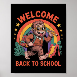 Funny Bigfoot Back To School Kid Bigfoot Backpack Poster