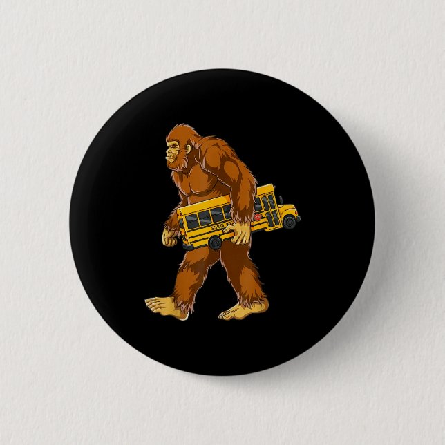 Funny Bigfoot Bus Driver Sasquatch School Bus Love Button (Vorderseite)