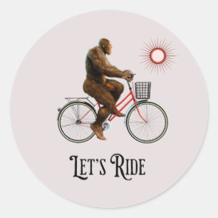 Funny Bigfoot Cycling, Lass's Ride Runder Aufkleber