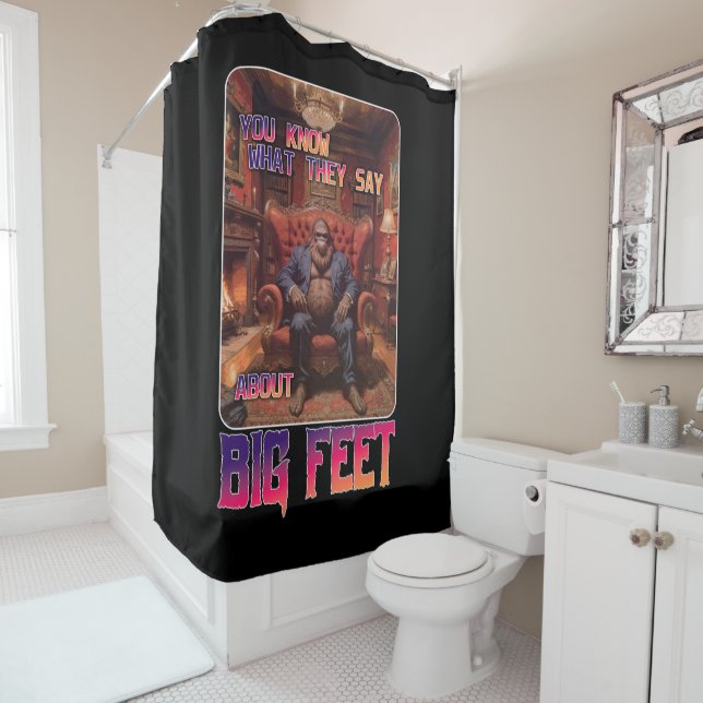 Funny Bigfoot Feet Meme Duschvorhang (Beispiel)